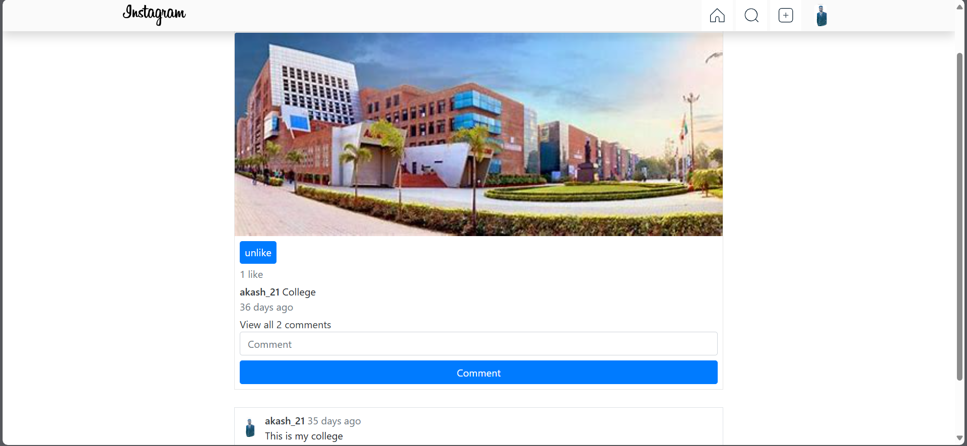   INSTAGRAM CLONE USING DJANGO 